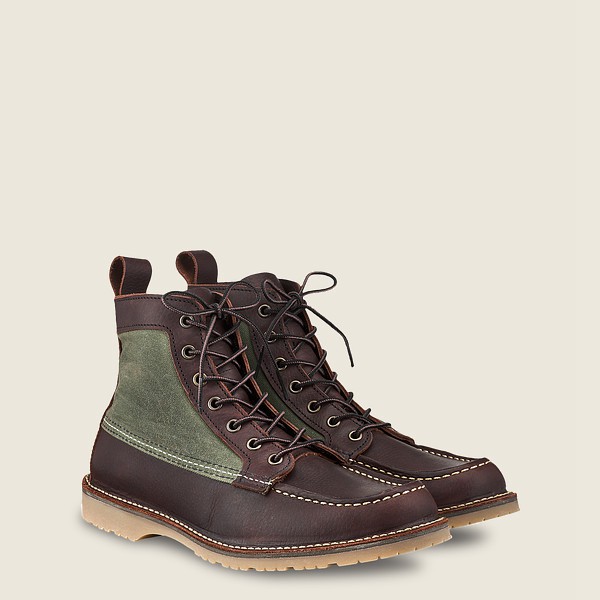 Red Wing Heritage Boots Mens Dark Brown - Weekender Canvas Moc - 6-inch Oil-slick Leather - 2049837-